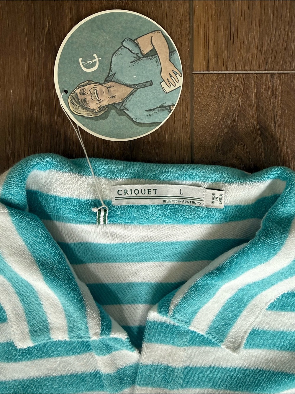 CRIQUET Austin NWT TERRYCLOTH Striped Mens Large Polo - Picture 4 of 8